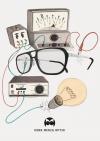 Herr menig optik illustration poster featuring a pair of glasses wired to a lightbulb