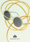 Herr Menig Optik Illustration poster of 3D glasses surrounded by a continuous yellow line