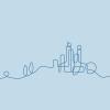 Mia Via animation illustration of san gimignano city skyline in a continuous line drawing style