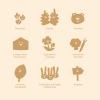 Overview of a set of icon designs for the brand identity by Transatlantika for Pinecone Childcare in Portland, Oregon.