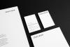Schaltraum Architects' Letterhead, business cards and cd case designs on a black background.