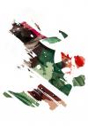 Abstract illustration featuring watercolor-style brushstrokes and shapes in various colors. Shades of blue, green, beige, and hints of red are blended and overlapped.
