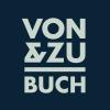 Von and Zu Buch Book Store Logo, centered on a dark blue background, featuring sans serif typography and an ampersand symbol